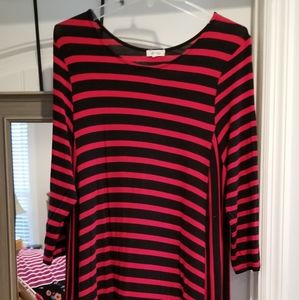 Fanfare Red Black Striped Dress Sz XXL 2X